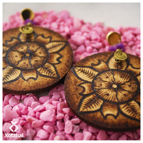 16 Aretes-Broquel Pirograbado