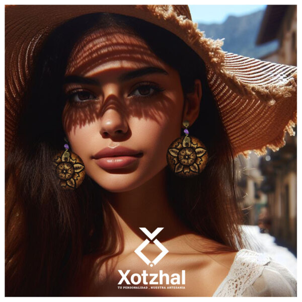 18 Aretes-Broquel Pirograbado