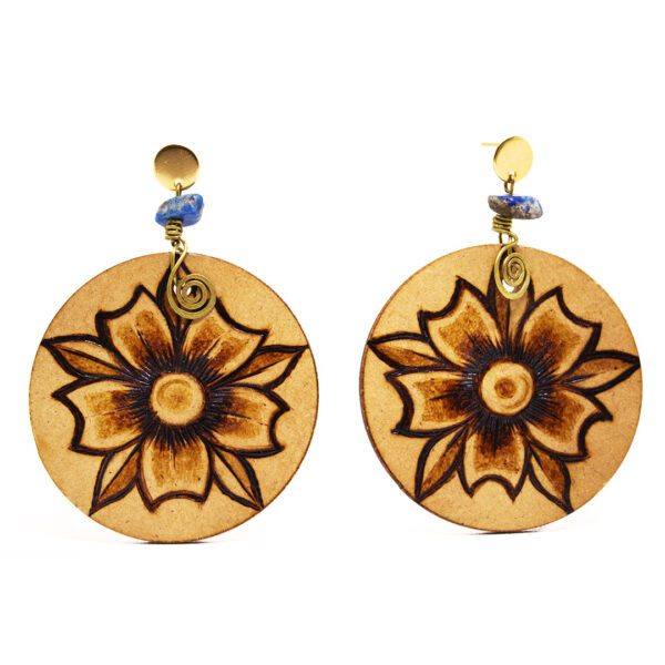 20 Aretes-Broquel Pirograbado