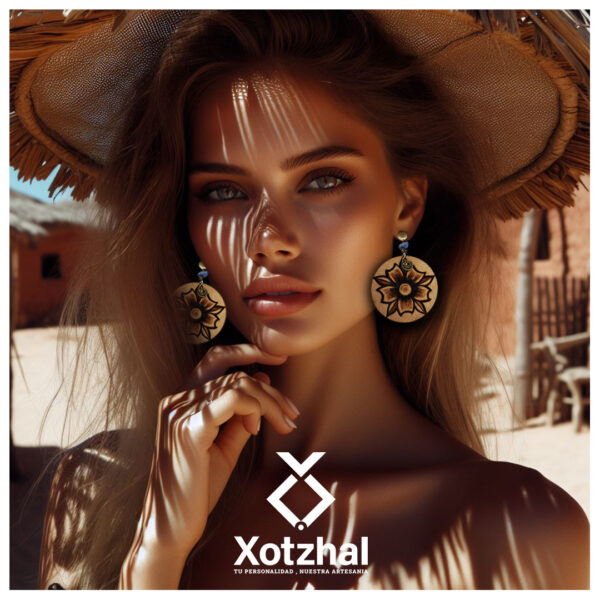 23 Aretes-Broquel Pirograbado