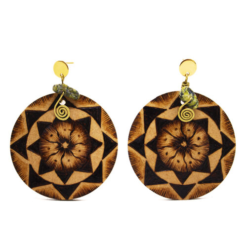 24 Aretes-Broquel Pirograbado
