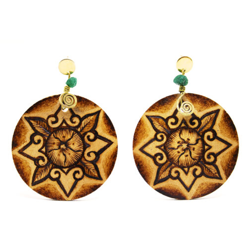 34 Aretes-Broquel Pirograbado
