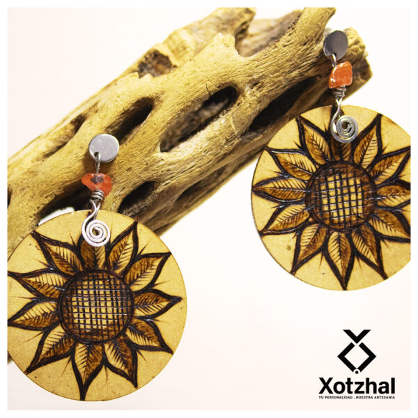 43 Aretes-Broquel Pirograbado