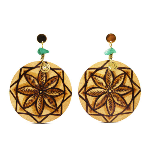 46 Aretes-Broquel Pirograbado