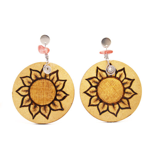 58 Aretes-Broquel Pirograbado