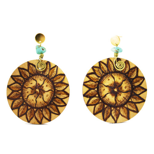 64 Aretes-Broquel Pirograbado