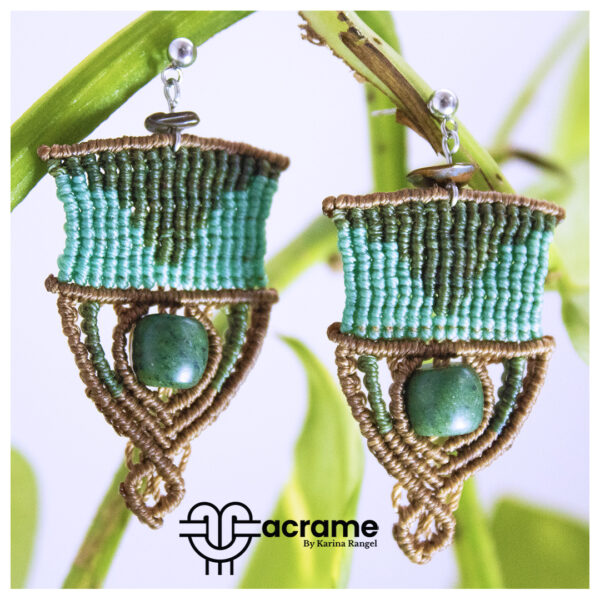 40 Aretes-Broquel Macrame