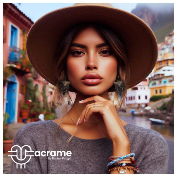 48 Aretes-Broquel Macrame
