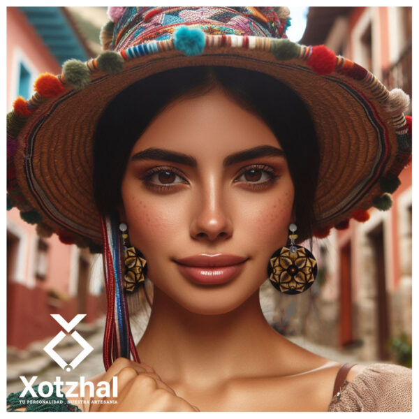 75 Aretes-Broquel Pirograbado