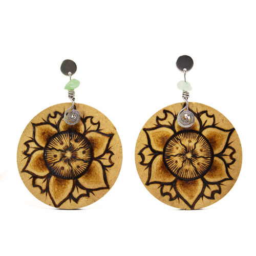92 Aretes-Broquel Pirograbado